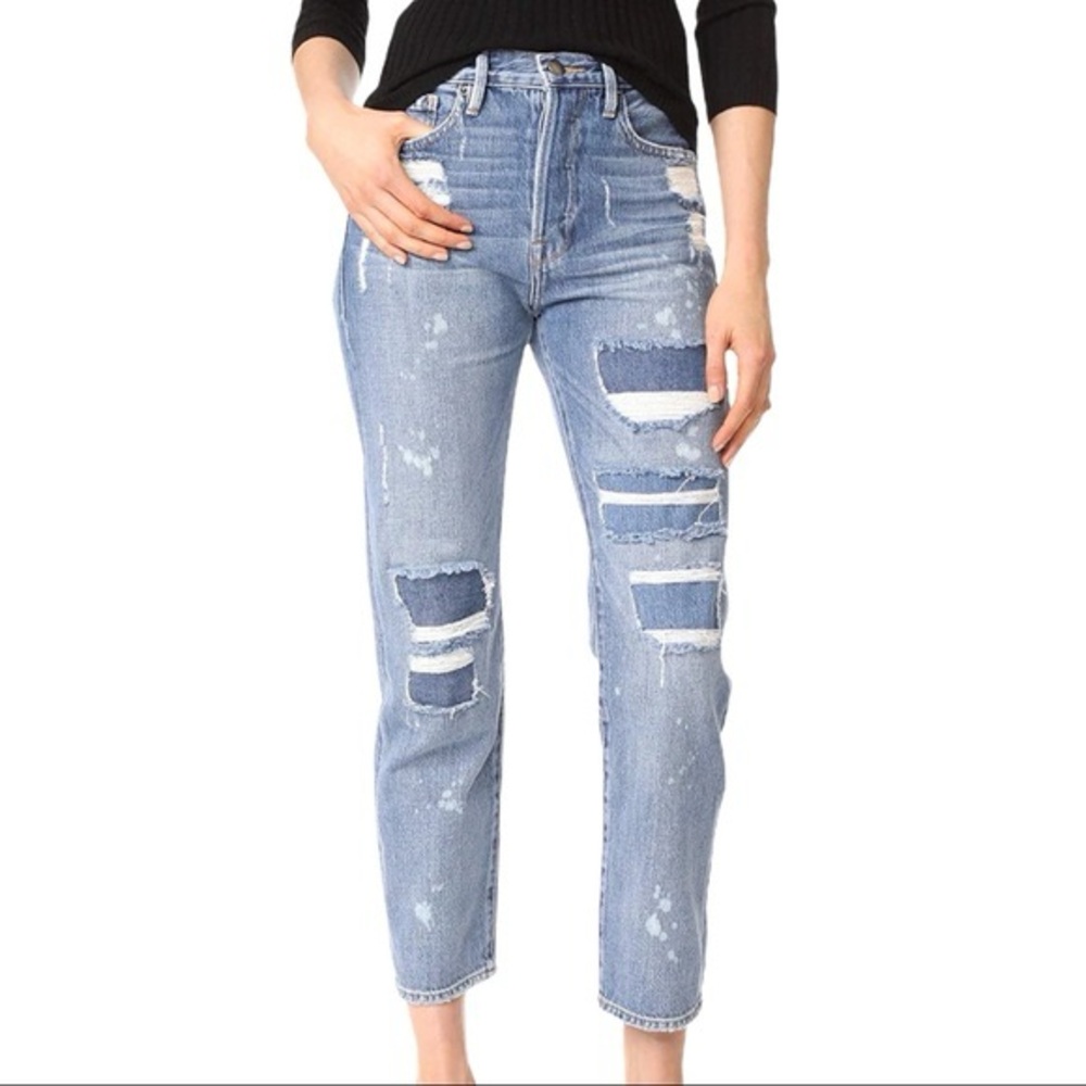 New Frame Denim Le Original Farris Distressed Paint Splatter